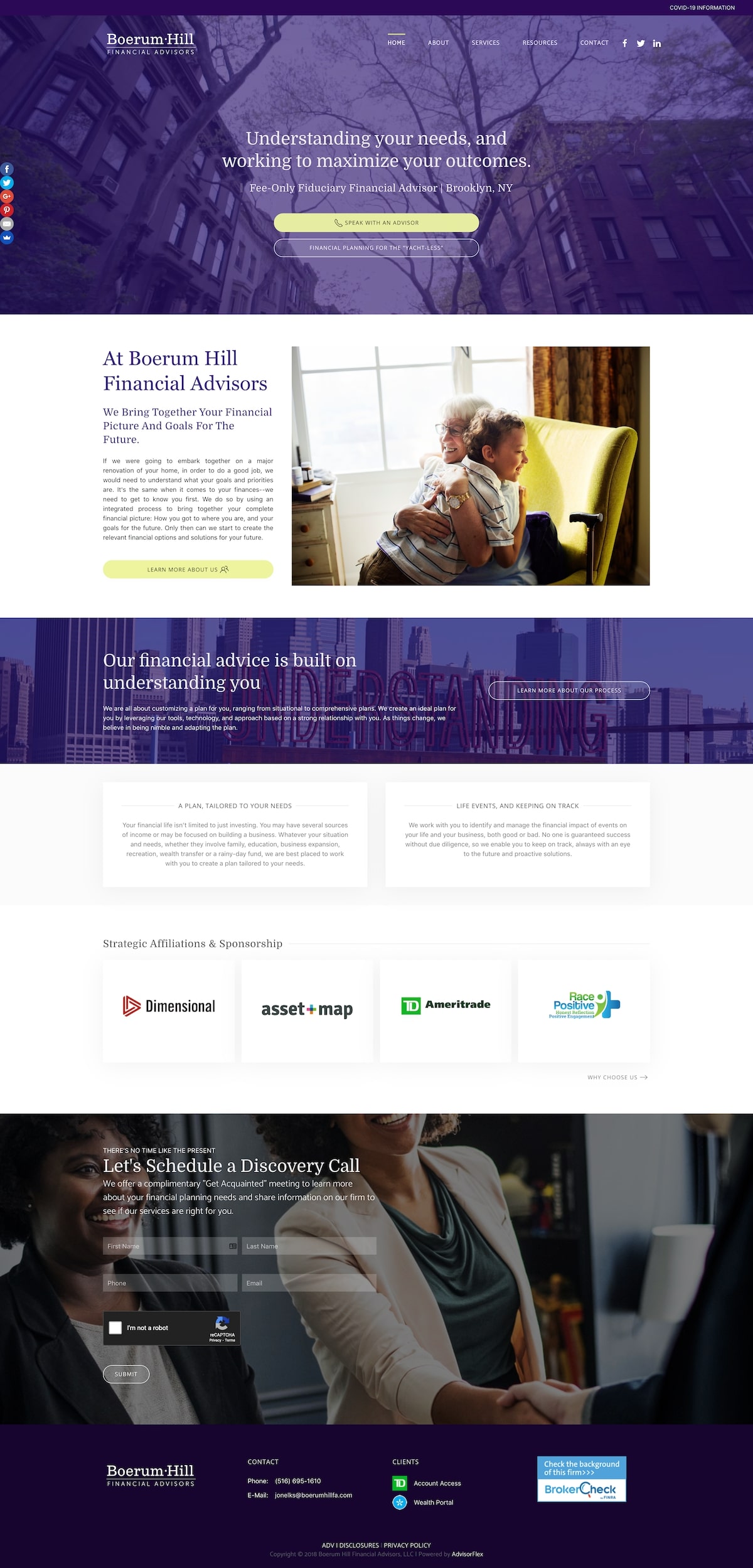 advisor client website sample home page