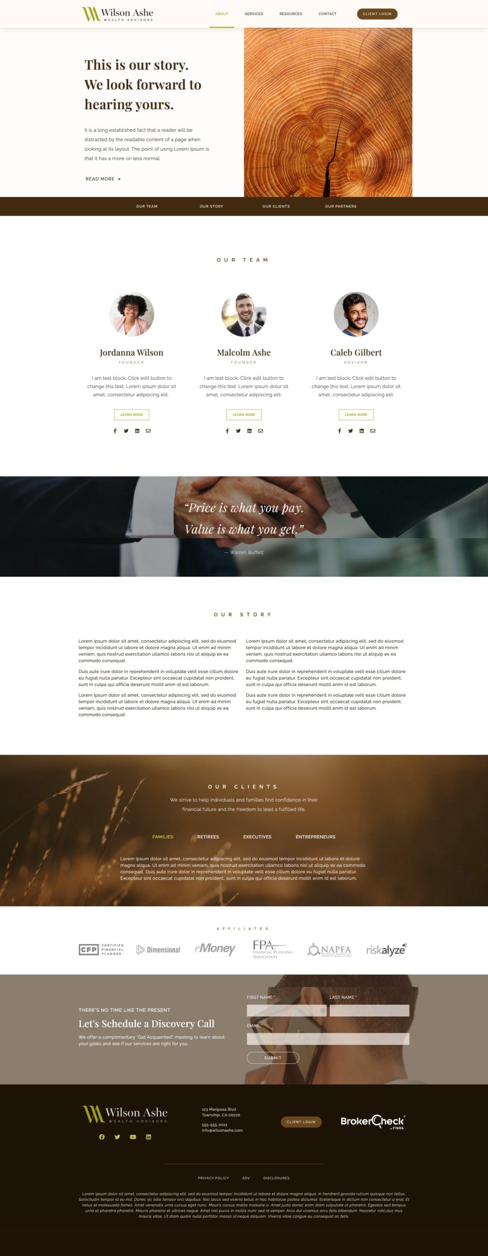 about us page website template